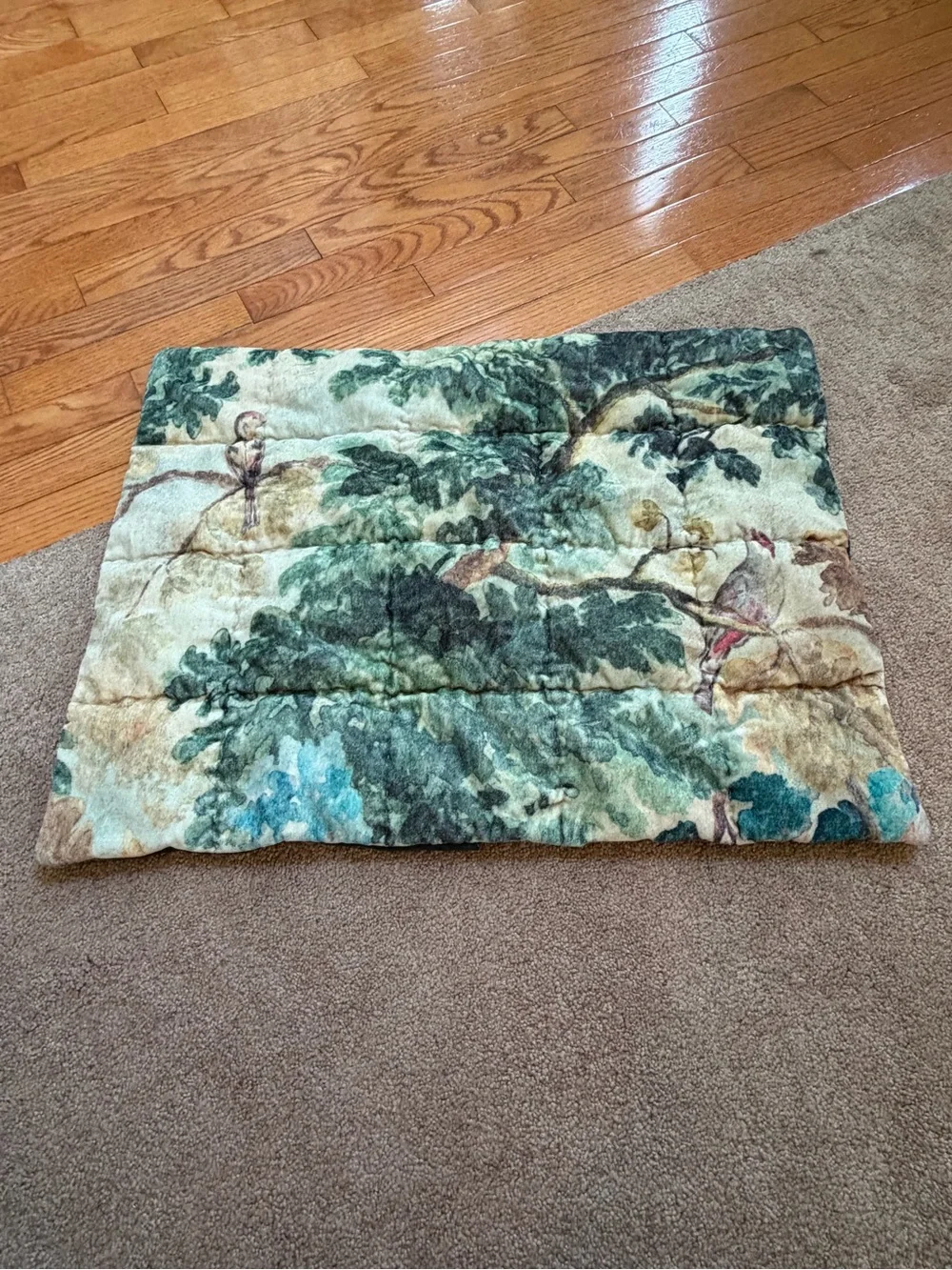 New Anthropologie Judarn printed velvet pillow cover quilted standard botanical
